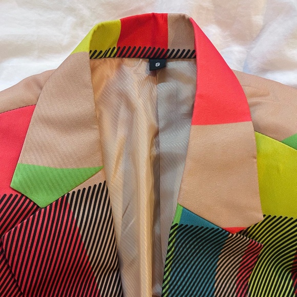 Colorful Checkered‎ Women's Blazer - Picture 3 of 3